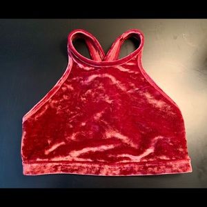 Beyond Yoga Burgundy Crushed Velvet Bra Size Small